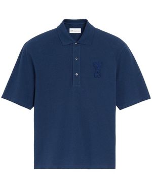 Ami Paris Ami De Coeur Cotton Polo Shirt - Blue