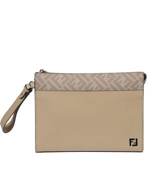 Fendi Leather Clutch Bag - Natural