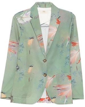 Sissiottostyle Printed Single-Breasted Blazer Jacket - Green