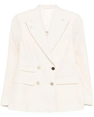 L.B.M. 1911 Linen Blend Double-Breasted Jacket - White