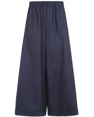 Daniela Gregis Wool Wide-Leg Trousers - Blue