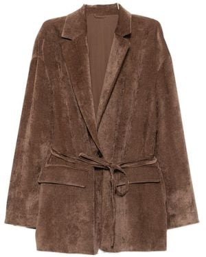 Brunello Cucinelli Velvet Belted Jacket - Brown