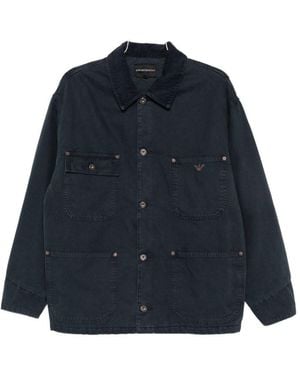 Emporio Armani Cotton Caban Coat - Blue