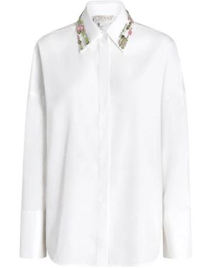 Genny Shirt With Jewel Collar - White