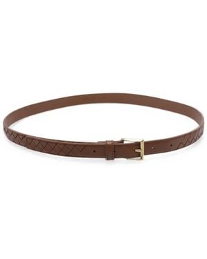 Bottega Veneta Solo Leather Belt - White