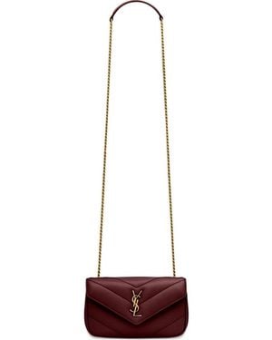 Saint Laurent Loulou Mini Leather Crossbody Bag - White