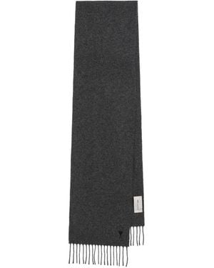 Ami Paris Ami De Coeur Wool Scarf - Black