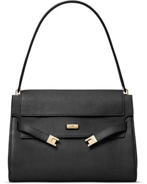 Tory Burch Lee Radziwill Large Leather Handbag - Black