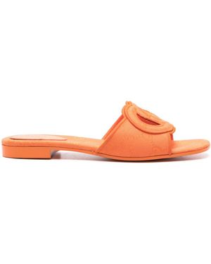 Gucci Gg Supreme Canvas Mules - Orange