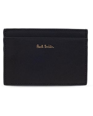 Paul Smith Signature Stripe Leather Card Case - Black