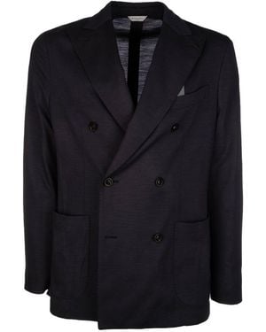 Boglioli Wool Double-Breasted Jacket - Blue