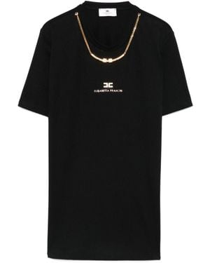 Elisabetta Franchi Logo Cotton T-Shirt - Black
