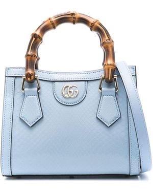 Gucci Small Diana Leather Tote Bag - Blue