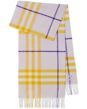 Burberry Sciarpa A Quadri Con Frange - Grigio