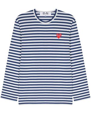 COMME DES GARÇONS PLAY T-Shirt Heart Rigata - Blu
