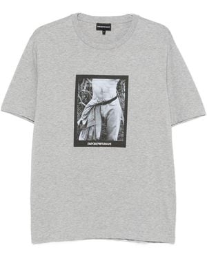 Emporio Armani Printed Cotton T-Shirt - Grey