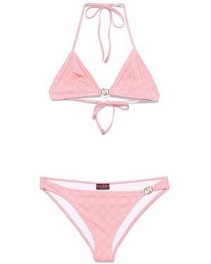 Gucci Bikini A Triangolo Gg - Rosa