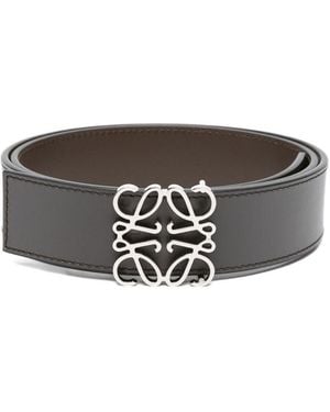 Loewe Anagram Leather Reversible Belt - Grey