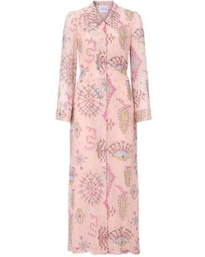 Hayley Menzies Dylan Lurex Maxi Shirt Dress - Pink
