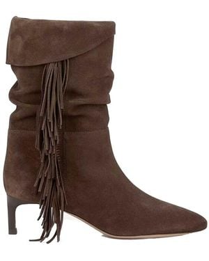 Ba&sh Cardi Suede Fringe Boots - Brown