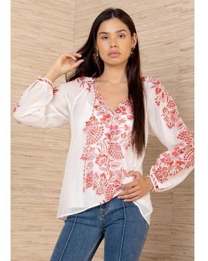 Hale Bob Floral Long Sleeve Blouse - Pink