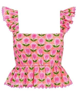 Pink City Prints Jessica Shirred Top - Pink
