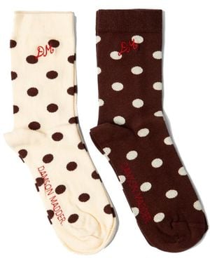 Damson Madder 2 Pack Spot Socks - Brown