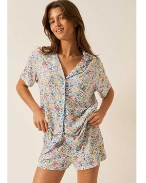 Stripe & Stare Bedshort Pyjama Set - Multicolour
