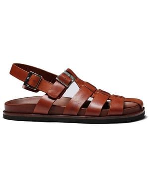 Grenson Quinta Hand Painted Leather Sandal - Brown