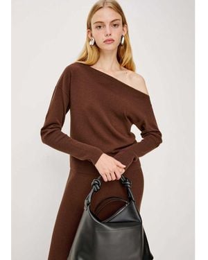 Rails Tianna Off Shoulder Wool Jumper - Brown