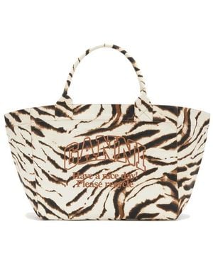 Ganni Xxl Zebra Shopper - Metallic