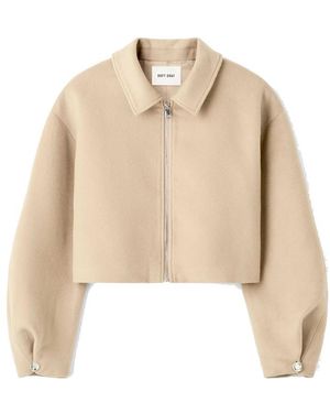 Soft Goat Zip Wool/Silk Blend Jacket - Natural