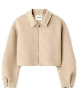 Soft Goat Zip Wool/Silk Blend Jacket - Natural