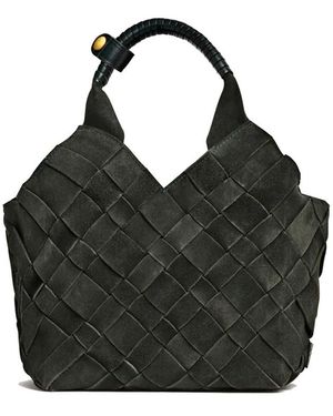 Cala & Jade Misu Suede Woven Shoulder Bag - Black
