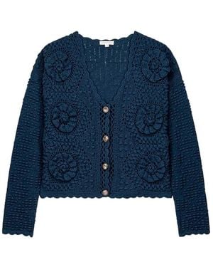 Louise Misha Mallyr Knitted Cotton Cardigan - Blue