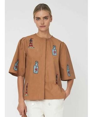 Stella Nova Embroidered Organic Cotton Shirt - Brown