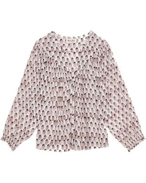 M.A.B.E Kiki Long Sleeve Cotton Blouse - Blue
