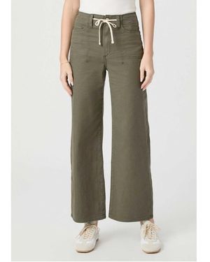 PAIGE Ari Waistband Tie Wide Leg Trousers - Green