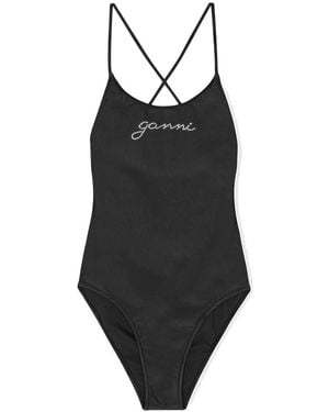 Ganni Recycled Tie String Swimsuit - Black