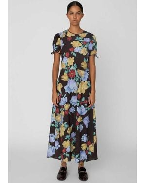 Stella Nova Flowered Organic Cotton Midi Dress - Blue