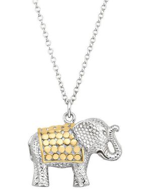 Anna Beck Elephant Pendant Charity Necklace - Metallic