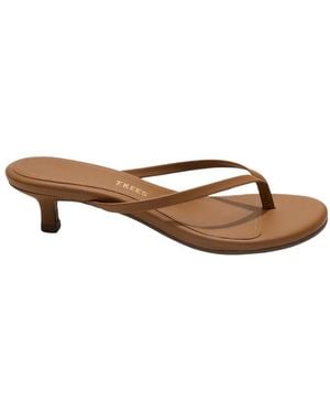 TKEES Julia Leather Heeled Flip Flops - Brown