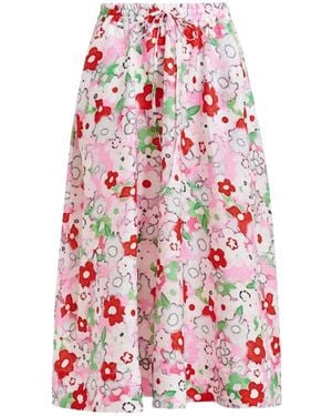 Essentiel Antwerp Julianne Floral Jacquard Midi Skirt - Red