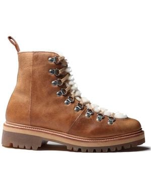 Grenson Nanette Calf Leather Shearling Hiker Boot - Brown