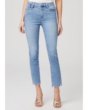 PAIGE Cindy High Rise Crop Raw Hem Jean - Blue