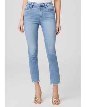 PAIGE Cindy High Rise Crop Raw Hem Jean - Blue