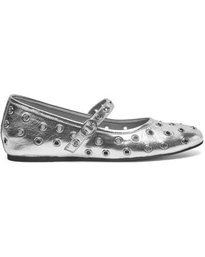 Shoe The Bear Cristel Metallic Eyelet Flats - Grey