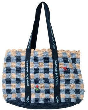 Damson Madder Raffia Tote Bag - Blue