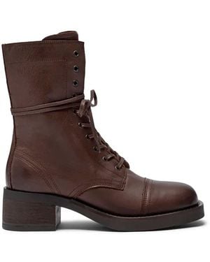 Pavement Beate Lace Up Leather Boot - Brown