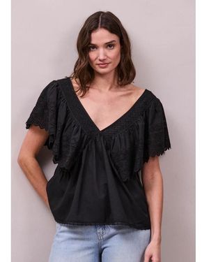 Faune Camelia Cotton Top - Black